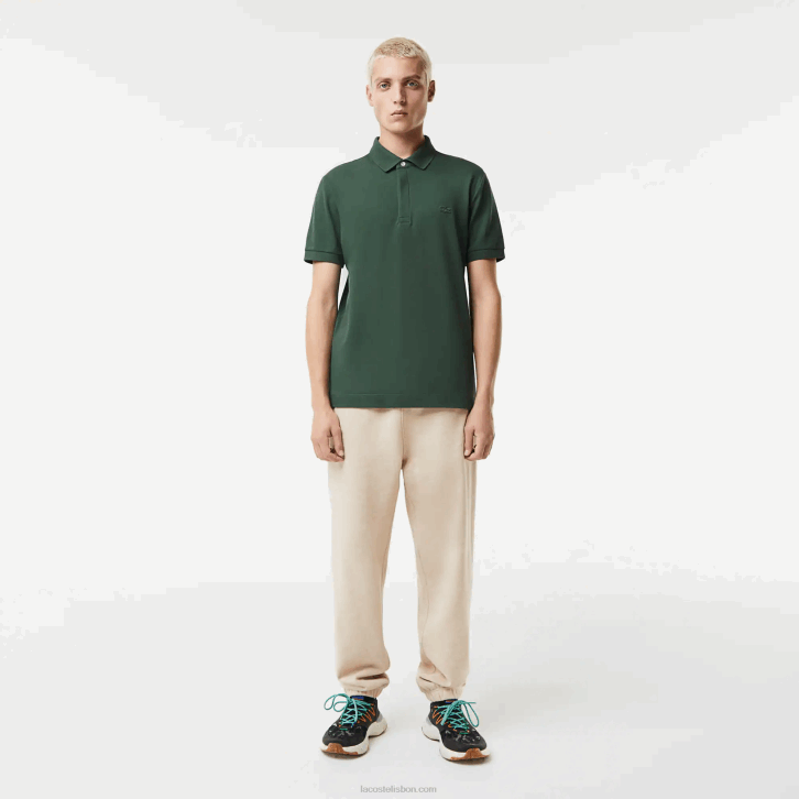 homens Lacoste verde 5hx polo smart paris em piquê de algodão elástico 08D0854