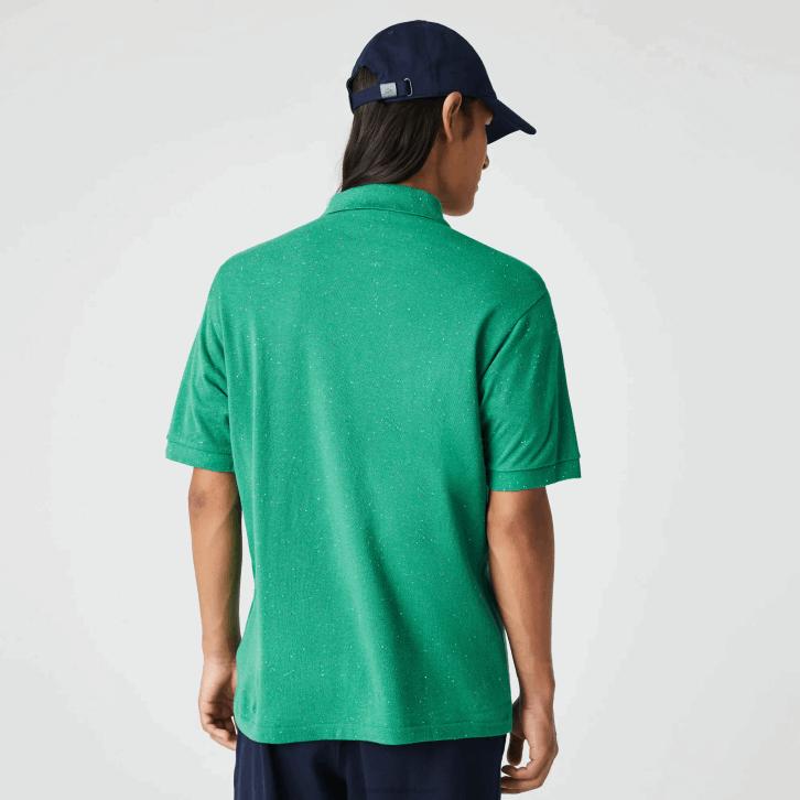 homens Lacoste verde 7bs polo piquê de algodão com estampa salpicada de ajuste clássico 08D0593