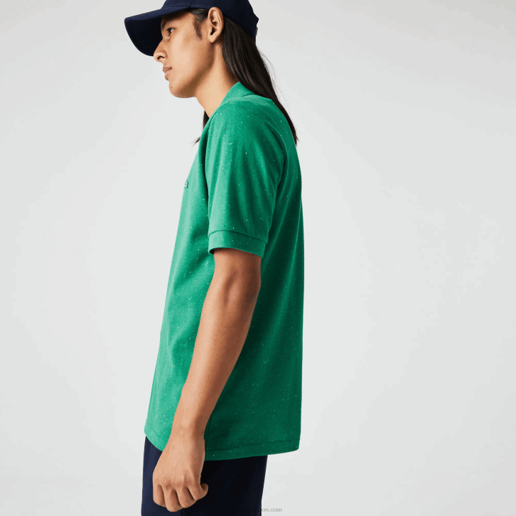 homens Lacoste verde 7bs polo piquê de algodão com estampa salpicada de ajuste clássico 08D0593