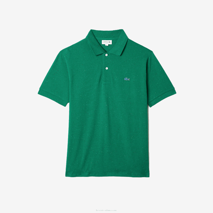 homens Lacoste verde 7bs polo piquê de algodão com estampa salpicada de ajuste clássico 08D0593