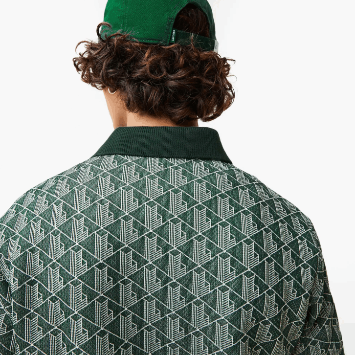 homens Lacoste verde bege 7m4 polo clássico com estampa de monograma 08D072