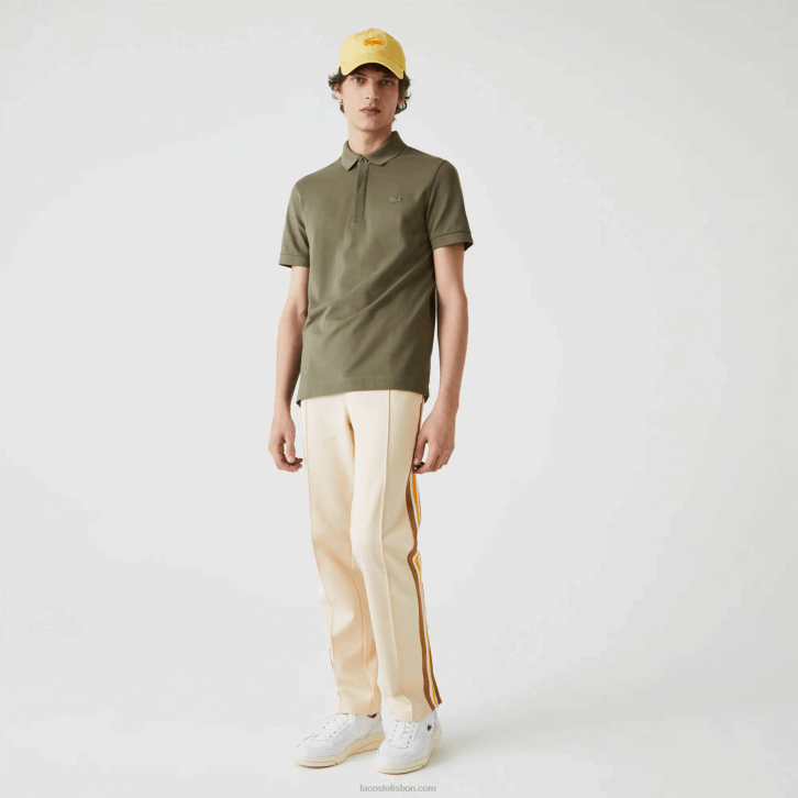 homens Lacoste verde caqui 316 polo smart paris em piquê de algodão elástico 08D0926