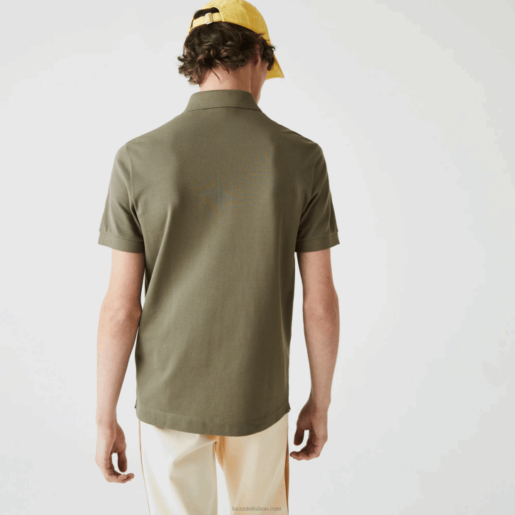 homens Lacoste verde caqui 316 polo smart paris em piquê de algodão elástico 08D0926