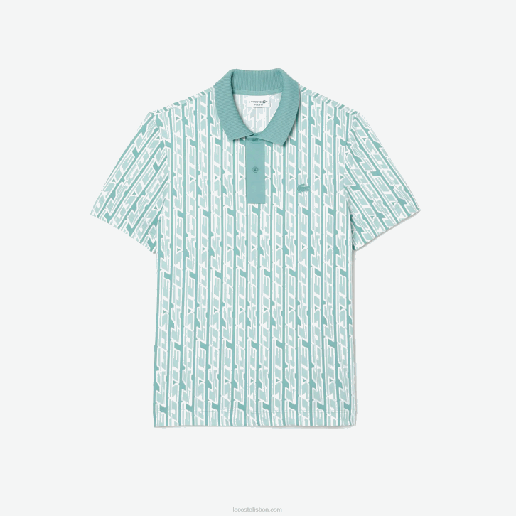 homens Lacoste verde claro cr5 Polo estampada bicolor Active Movement 08D05