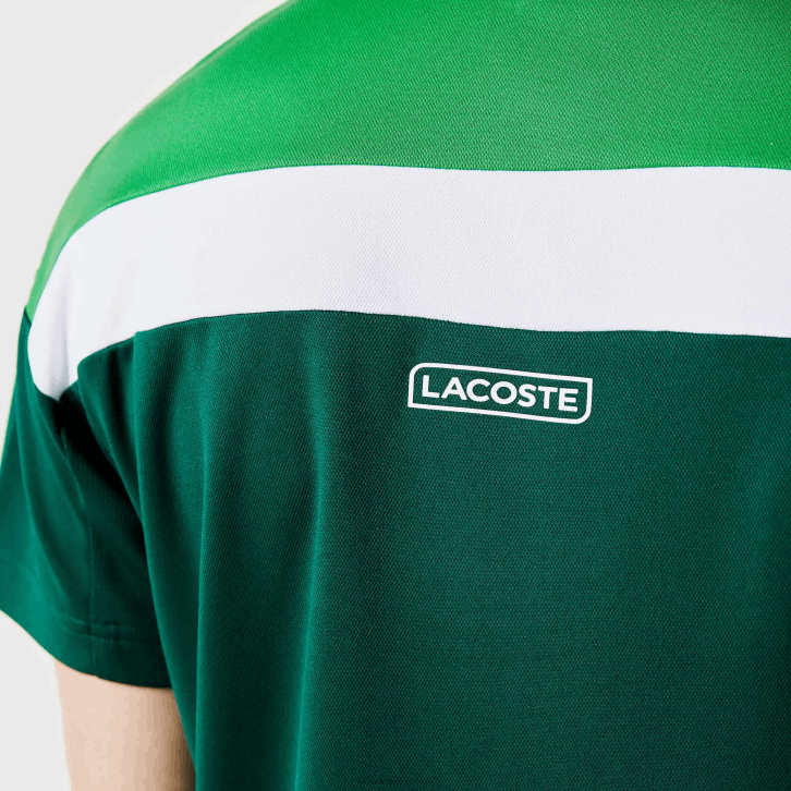 homens Lacoste verde preto branco zqg polo esporte regular fit em piquê termorregulador 08D01312