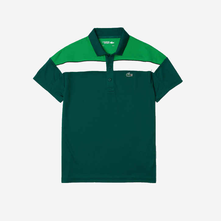 homens Lacoste verde preto branco zqg polo esporte regular fit em piquê termorregulador 08D01312