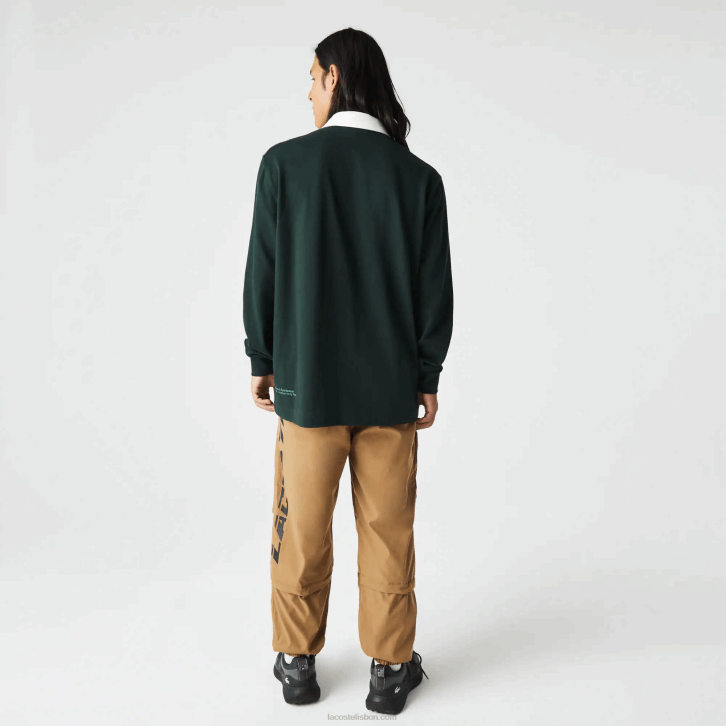 homens Lacoste verde yzp polo de rugby solto de marca 08D01687