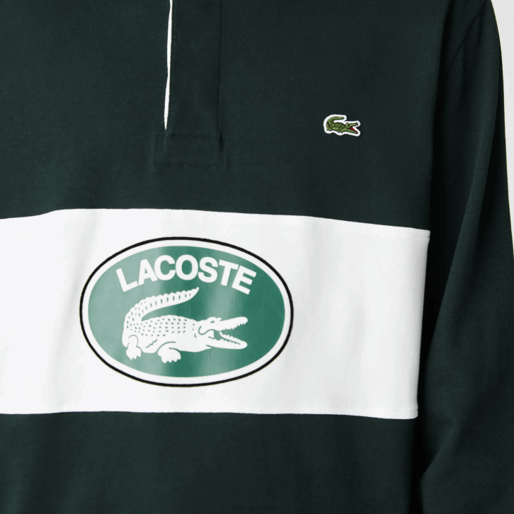 homens Lacoste verde yzp polo de rugby solto de marca 08D01687