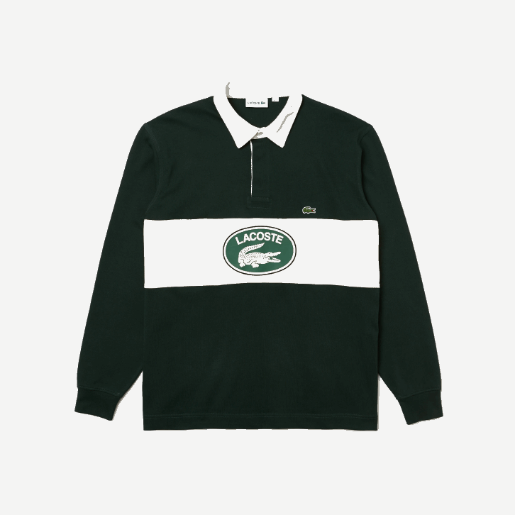 homens Lacoste verde yzp polo de rugby solto de marca 08D01687