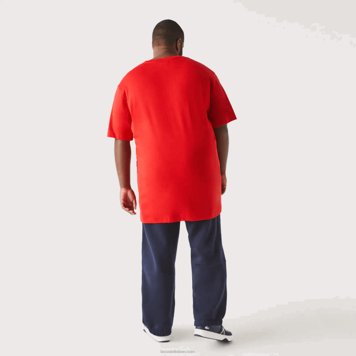 homens Lacoste vermelho 240 camisa polo de algodão com decote em v canelado regular fit (tamanho grande) 08D0709