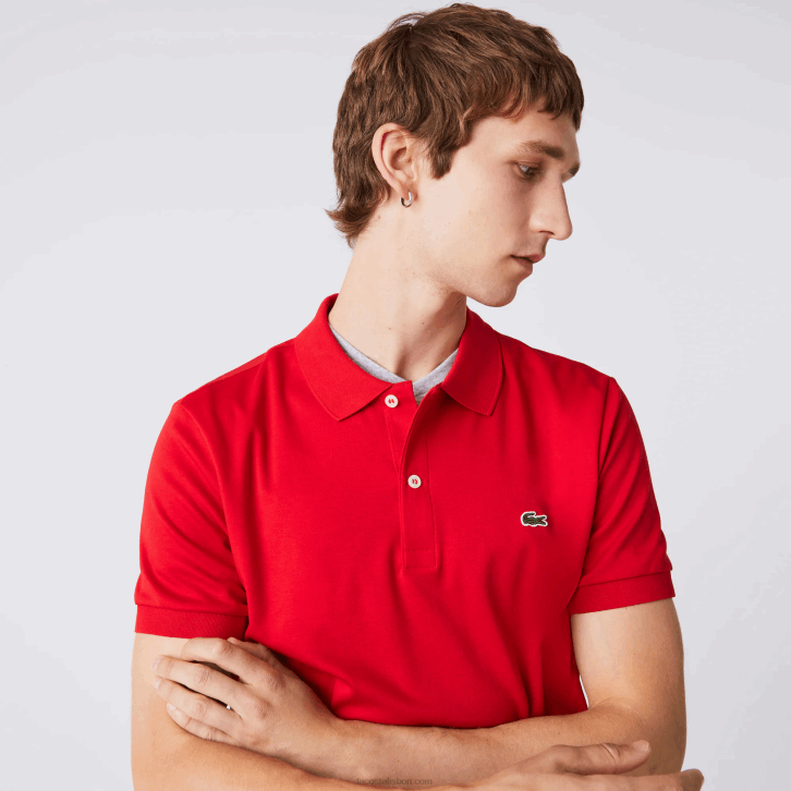 homens Lacoste vermelho 240 polo de algodão pima de ajuste regular 08D0808