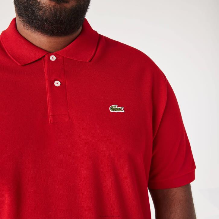 homens Lacoste vermelho 240 polo petit piquet de algodão - plus size - grande 08D0734