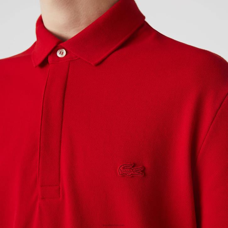 homens Lacoste vermelho 240 polo smart paris em piquê de algodão elástico 08D0726