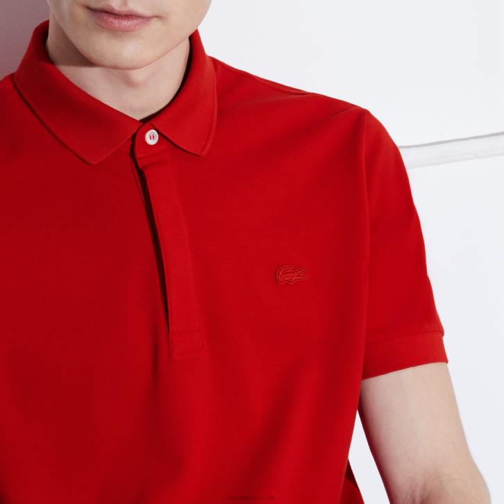 homens Lacoste vermelho 240 polo smart paris em piquê de algodão elástico 08D0726