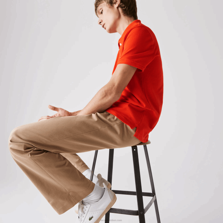 homens Lacoste vermelho 3b2 polo slim fit L.12.12 original 08D0702