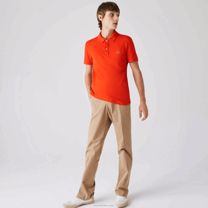 homens Lacoste vermelho 3b2 polo slim fit L.12.12 original 08D0702
