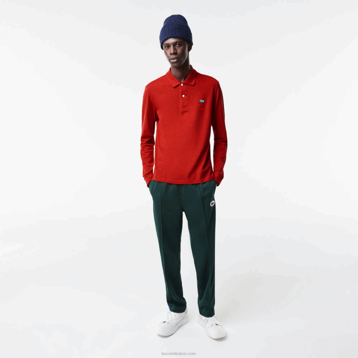 homens Lacoste vermelho 7cq polo clássico com estampa salpicada 08D0705