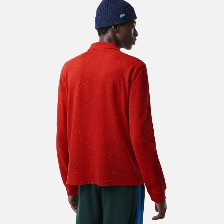homens Lacoste vermelho 7cq polo clássico com estampa salpicada 08D0705