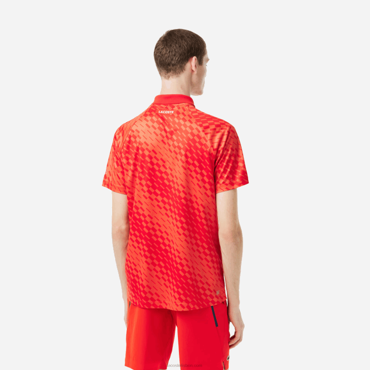 homens Lacoste vermelho laranja wi9 tênis x novak djokovic versão fã polo 08D0110