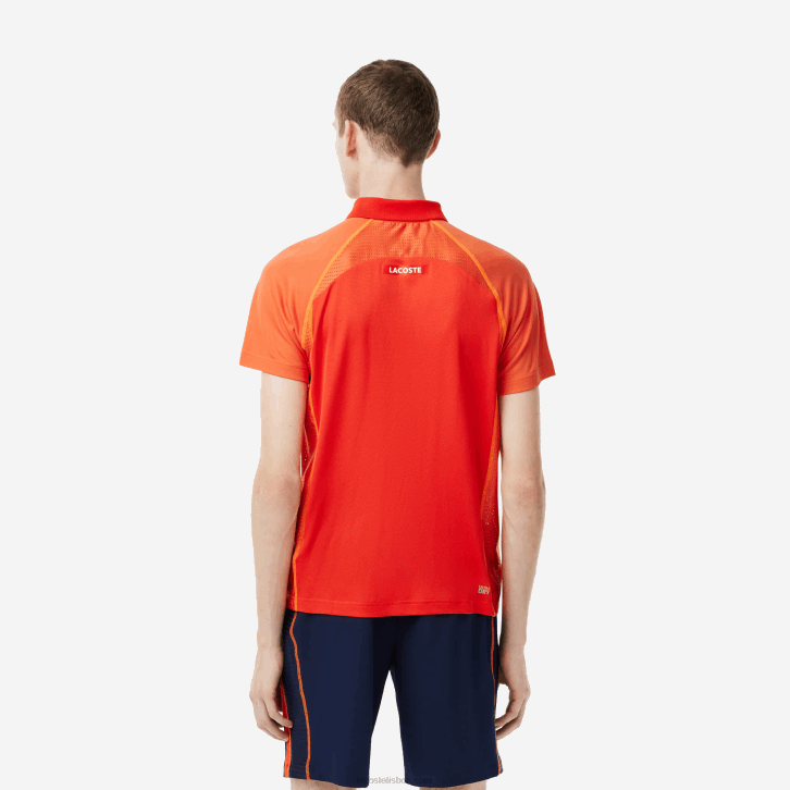 homens Lacoste vermelho laranja xim polo de poliéster reciclado de tênis com tecnologia ultra-dry 08D0139