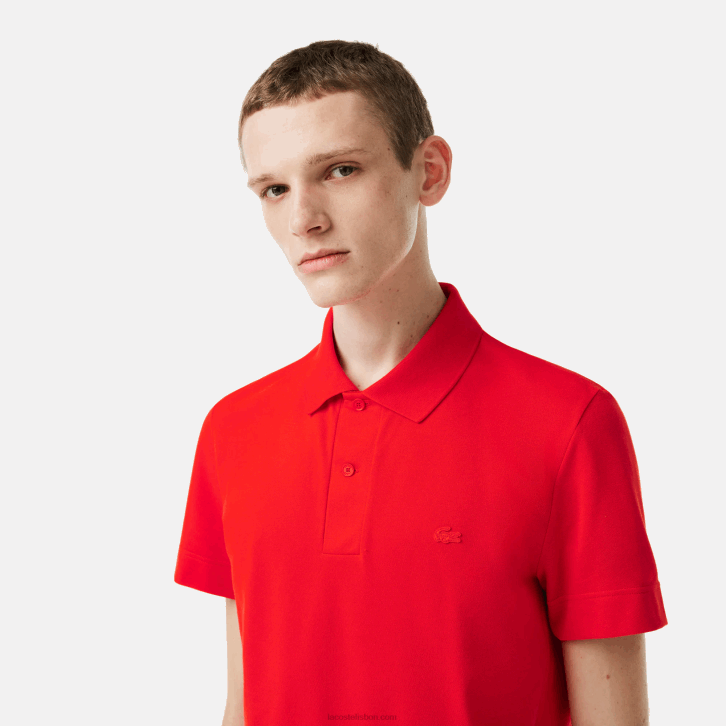 homens Lacoste vermelho s5h pólo piquê de algodão respirável de movimento ativo 08D0172