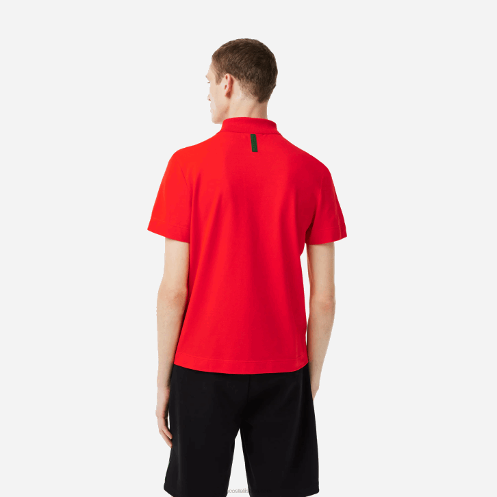 homens Lacoste vermelho s5h pólo piquê de algodão respirável de movimento ativo 08D0172