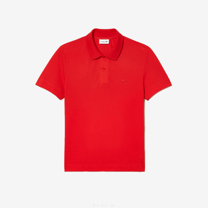 homens Lacoste vermelho s5h pólo piquê de algodão respirável de movimento ativo 08D0172