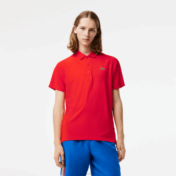 homens Lacoste vermelho s5h polo interlock respirável e resistente à abrasão esportivo 08D0163