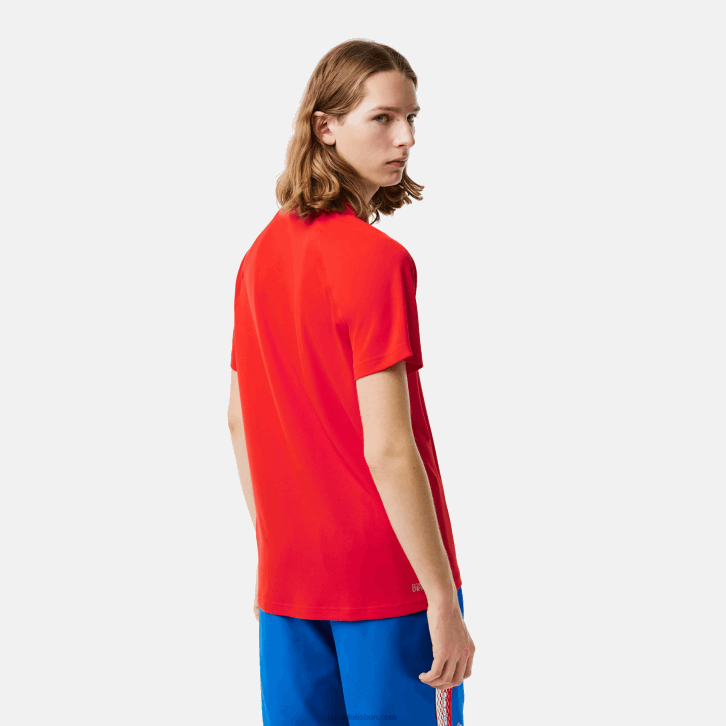 homens Lacoste vermelho s5h polo interlock respirável e resistente à abrasão esportivo 08D0163