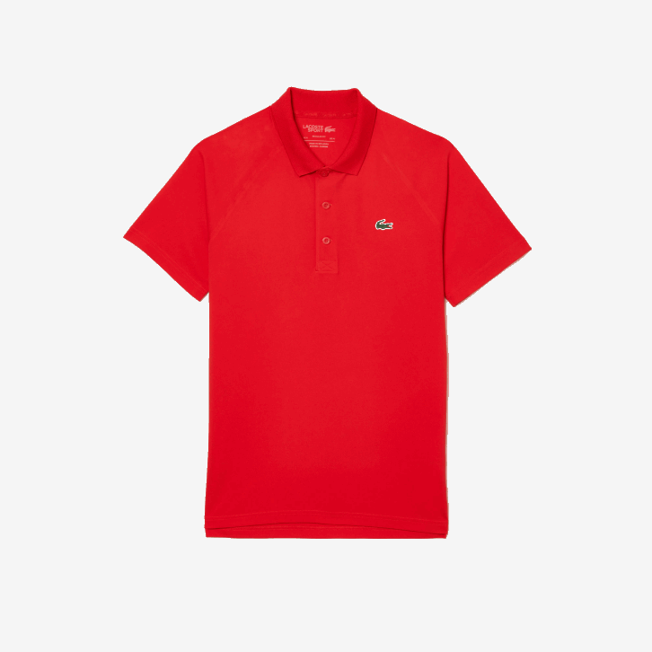 homens Lacoste vermelho s5h polo interlock respirável e resistente à abrasão esportivo 08D0163