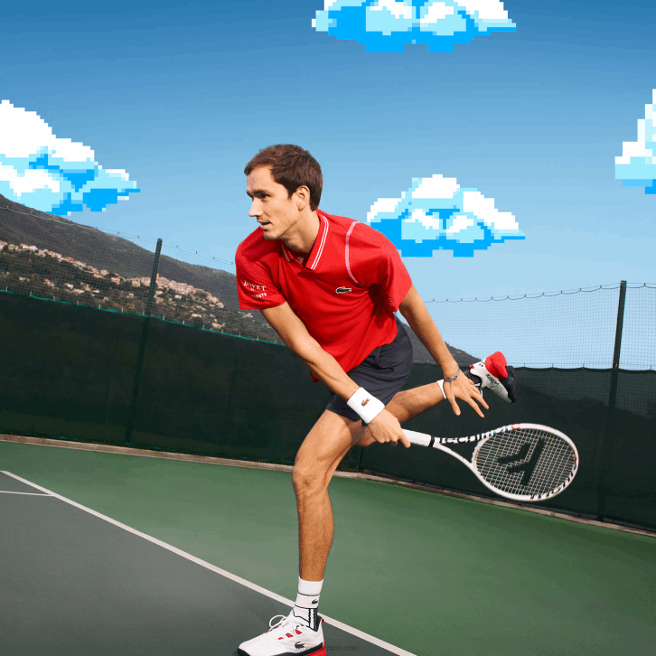 homens Lacoste vermelho s5h tênis x daniil medvedev polo 08D0233