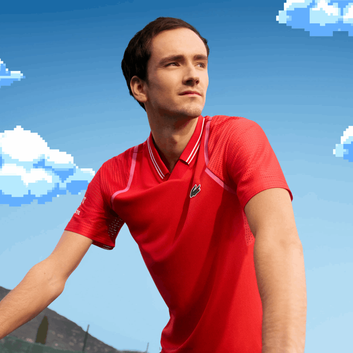 homens Lacoste vermelho s5h tênis x daniil medvedev polo 08D0233