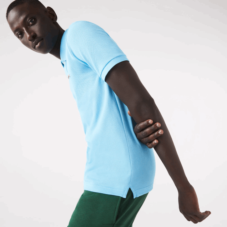 homens Lacoste zau azul polo slim fit L.12.12 original 08D0934