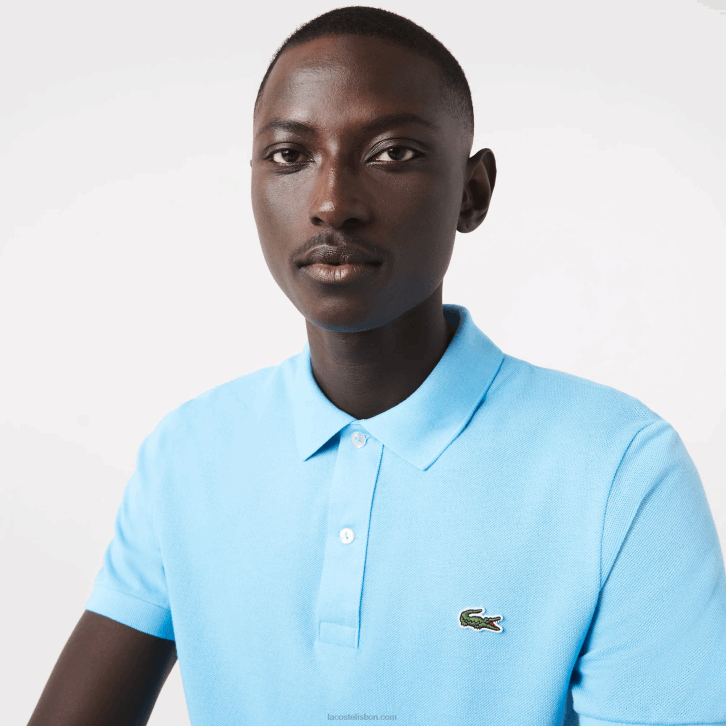 homens Lacoste zau azul polo slim fit L.12.12 original 08D0934