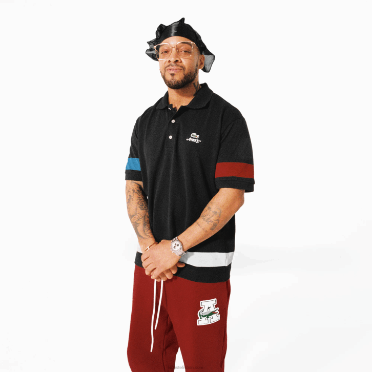 homenspreto 031 polo piquê de algodão lacoste x wake ny color block 08D0899