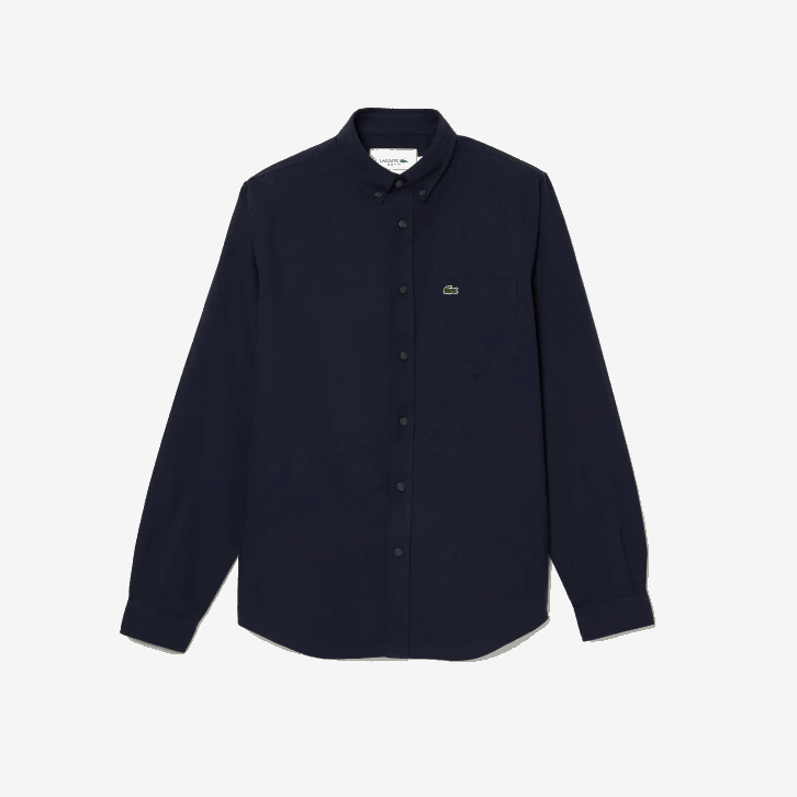 homens Lacoste azul marinho 423 camisa de algodão oxford de colarinho abotoado 08D0507