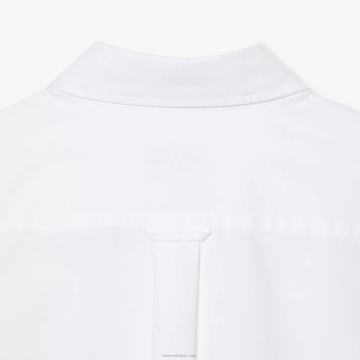 homens Lacoste branco 001 camisa de algodão oxford de ajuste regular 08D01467