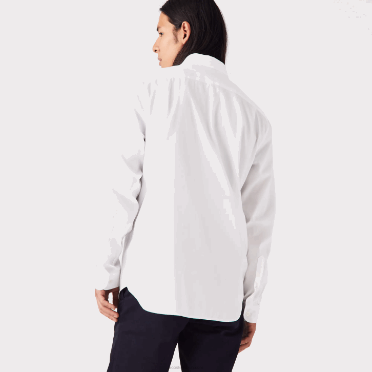 homens Lacoste branco 001 camisa de algodão premium de ajuste regular 08D01494