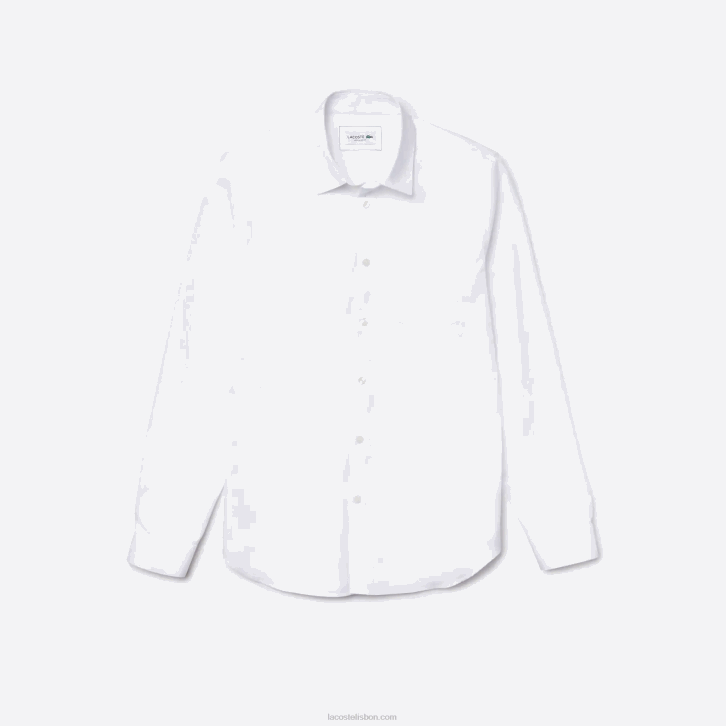 homens Lacoste branco 001 camisa de popeline de algodão de ajuste regular 08D01614