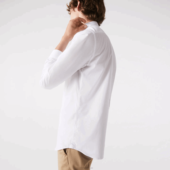 homens Lacoste branco 001 camisa de popeline de algodão stretch slim fit 08D01488