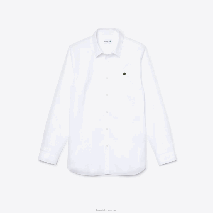 homens Lacoste branco 001 camisa de popeline de algodão stretch slim fit 08D01488