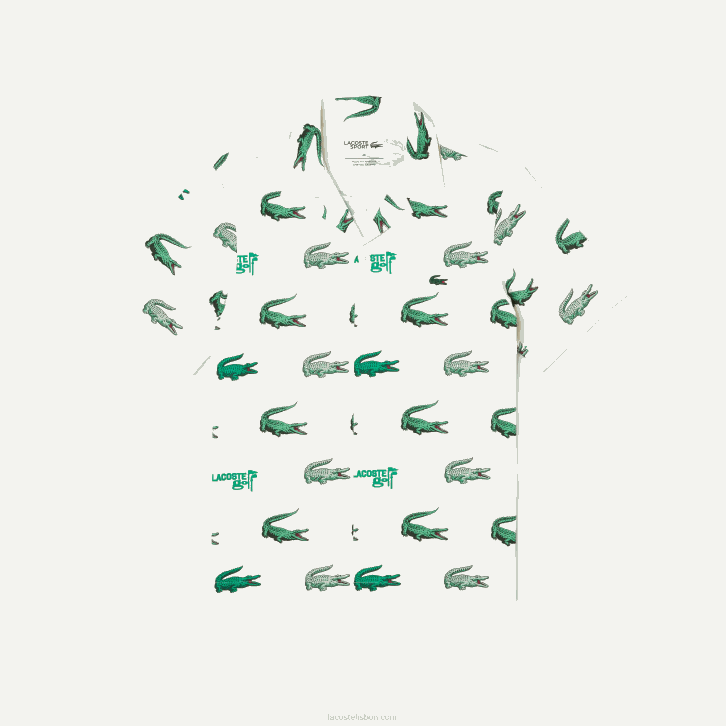 homens Lacoste branco 70v camisa de manga curta estampada de golfe 08D0473