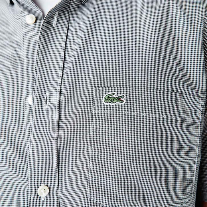 homens Lacoste branco azul marinho 522 camisa xadrez regular fit 08D01552