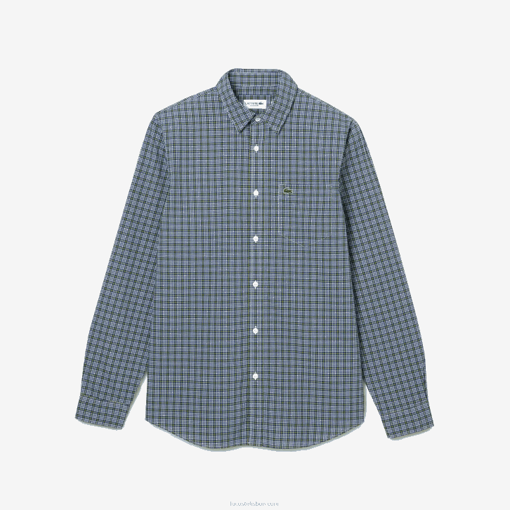 homens Lacoste branco preto verde tav camisa estampada regular fit 08D01609