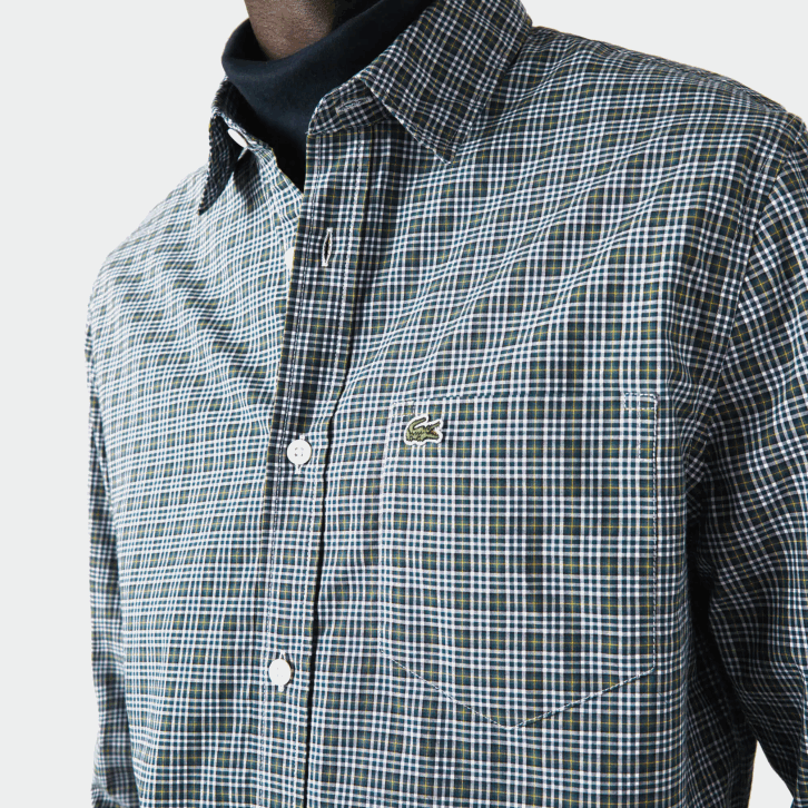 homens Lacoste branco preto verde tav camisa estampada regular fit 08D01609