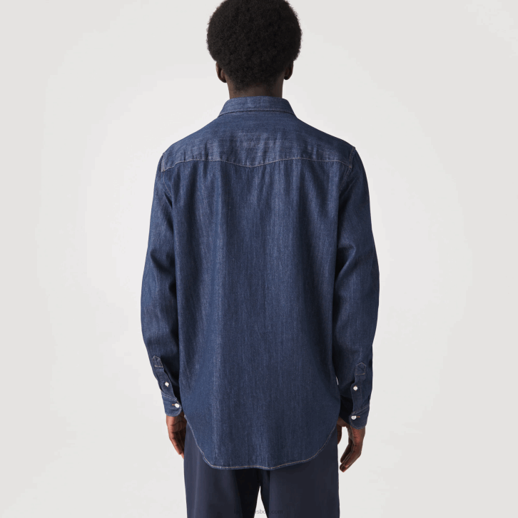 homens Lacoste cinza qjh camisa jeans de algodão orgânico fit regular 08D01503