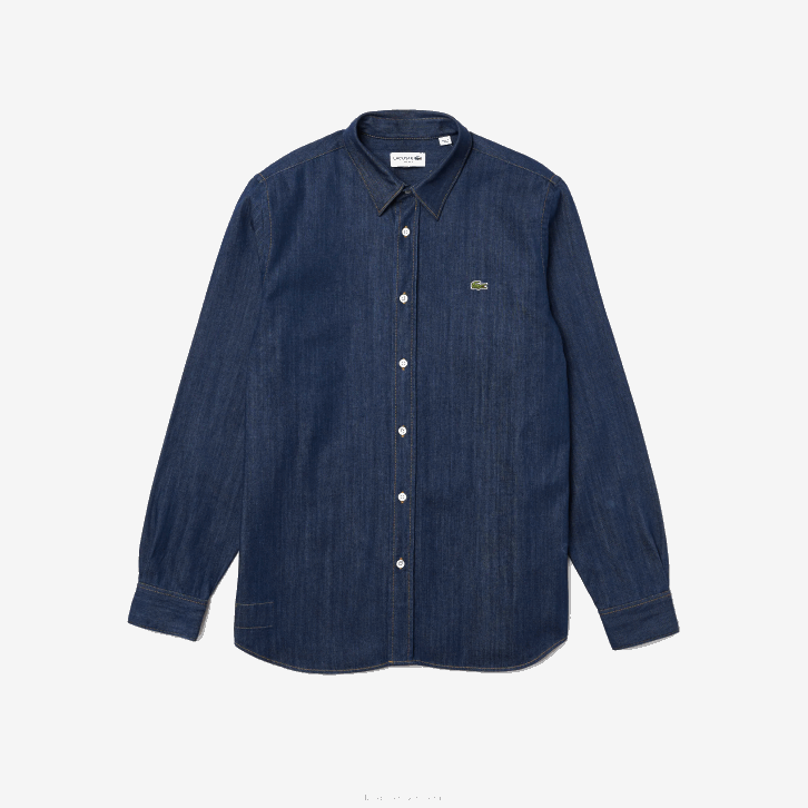 homens Lacoste cinza qjh camisa jeans de algodão orgânico fit regular 08D01503