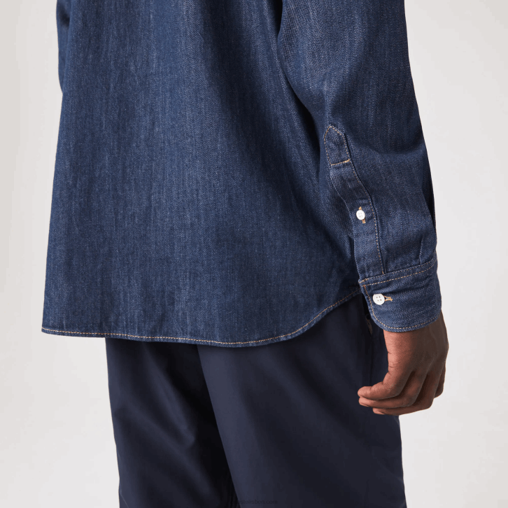homens Lacoste cinza qjh camisa jeans de algodão orgânico fit regular 08D01503