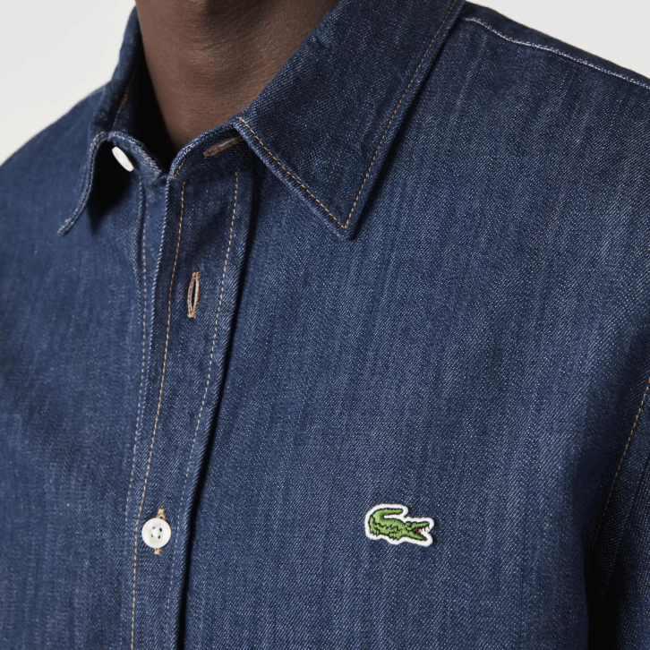 homens Lacoste cinza qjh camisa jeans de algodão orgânico fit regular 08D01503