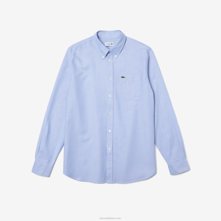 homens Lacoste hbp azul camisa de algodão oxford de ajuste regular 08D01466